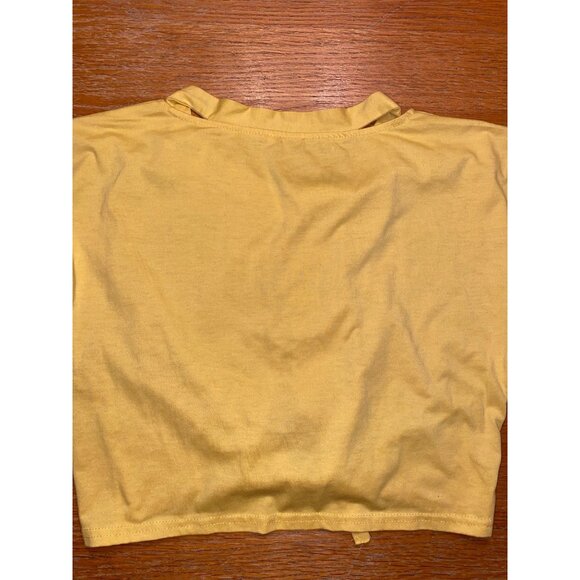 Yellow Crop Top With "Beautiful" Print & Knotted Front - Picture 5 of 5